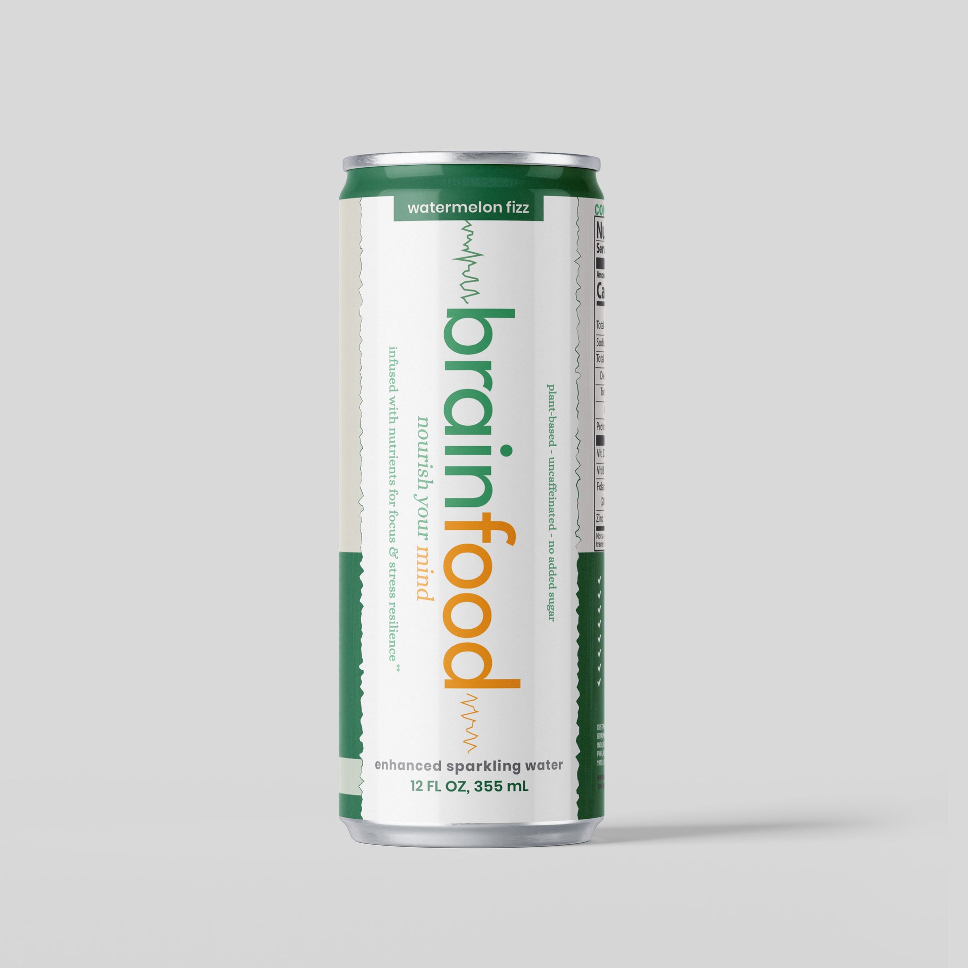 BrainFood - Sparkling Drink for Brain Health - Watermelon Fizz Front View