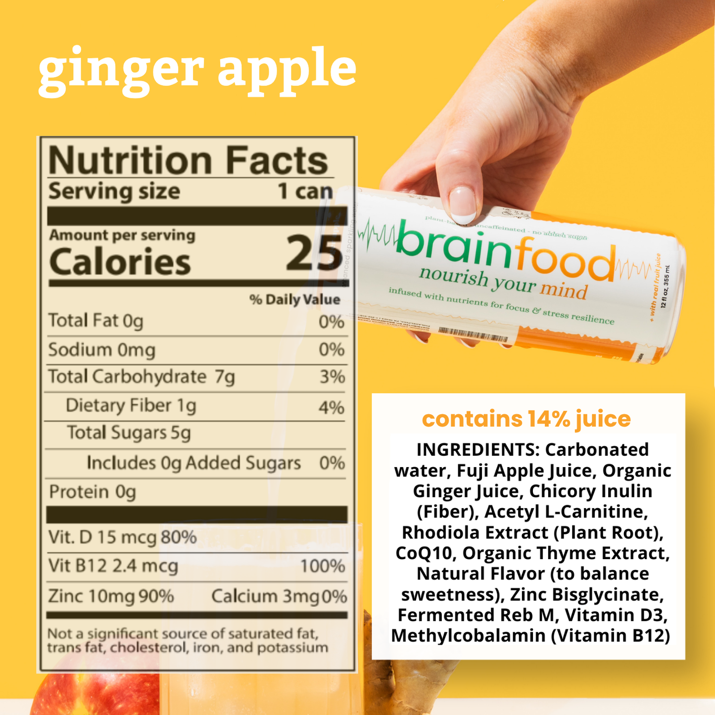 BrainFood Sparkling Water for your Brain - The Tasty Trio: 12 Pack