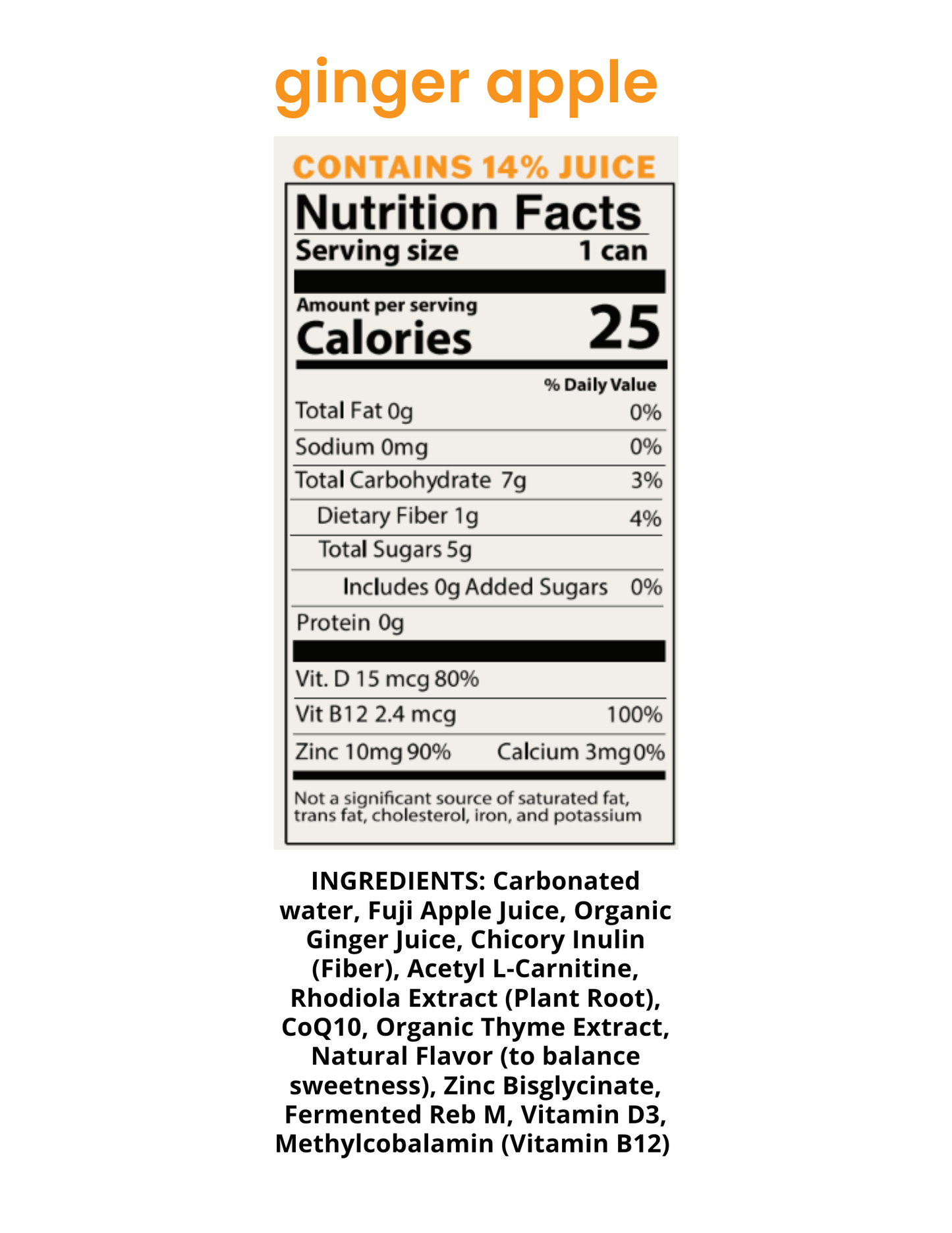 BrainFood Ginger Apple | Functional Sparkling Water for Brain Wellness