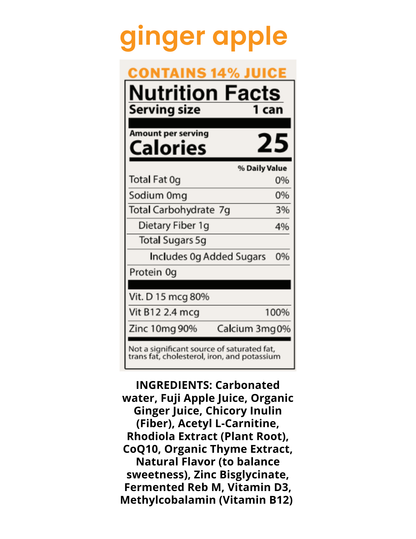BrainFood Ginger Apple | Functional Sparkling Water for Brain Wellness