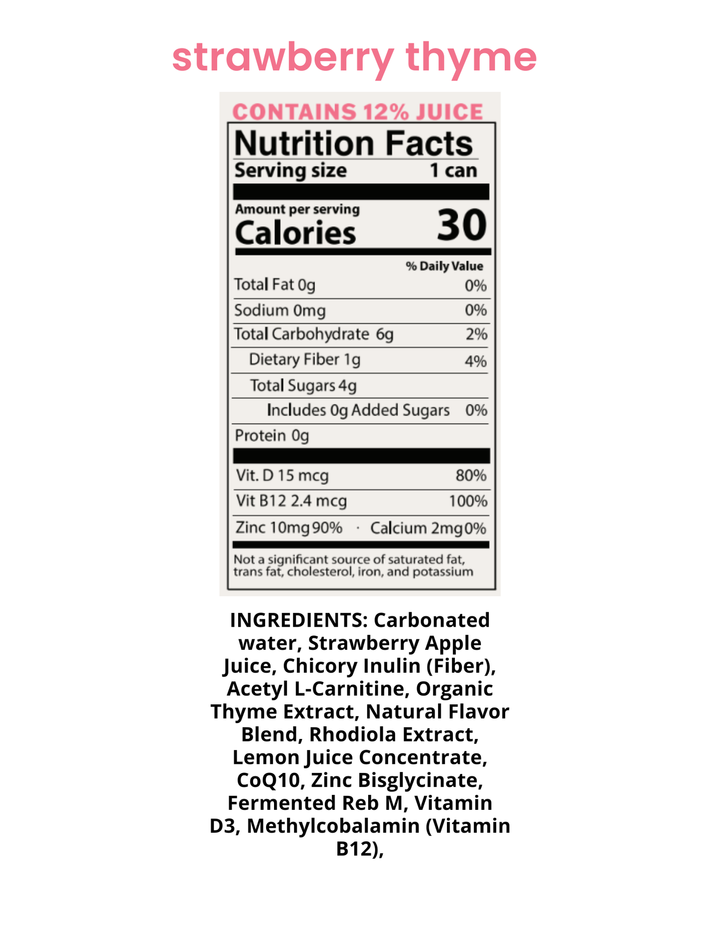 BrainFood Strawberry Thyme | Functional Sparkling Water for Brain Wellness