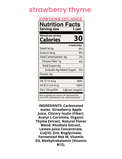 BrainFood Strawberry Thyme | Functional Sparkling Water for Brain Wellness